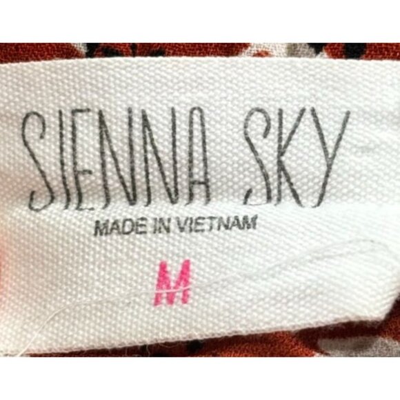 Sienna Sky Red Floral Blouse Womens M Short Sleeve Ruffle Hem 100% Polyester - Picture 4 of 10